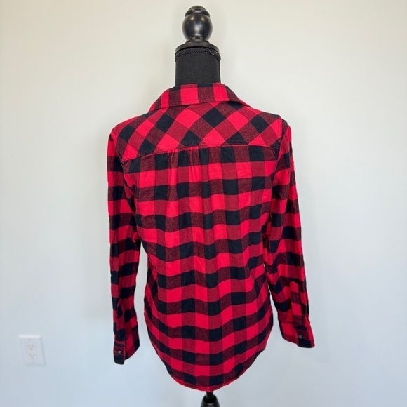 Land’s End Plaid Black and Red Flannel Cotton Button Up (Sz 4) - Picture 3 of 5